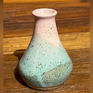 Vintage Studio Pottery Bud Vase Pink, Blue and Green Glaze Handmade 4.5 …